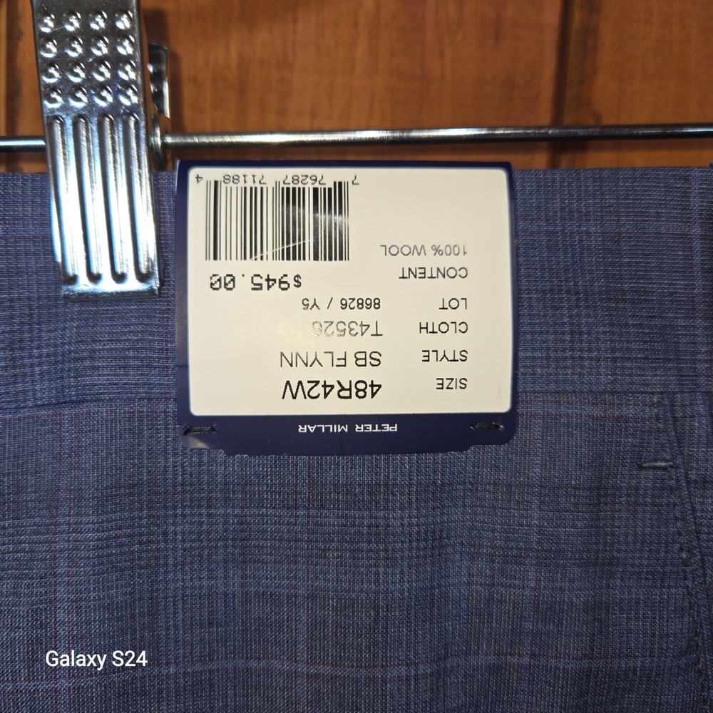 PETER MILLAR SB FLYNN Plaid Wool Mens Dress Pants 42W 37L Flat Front - Picture 5 of 5